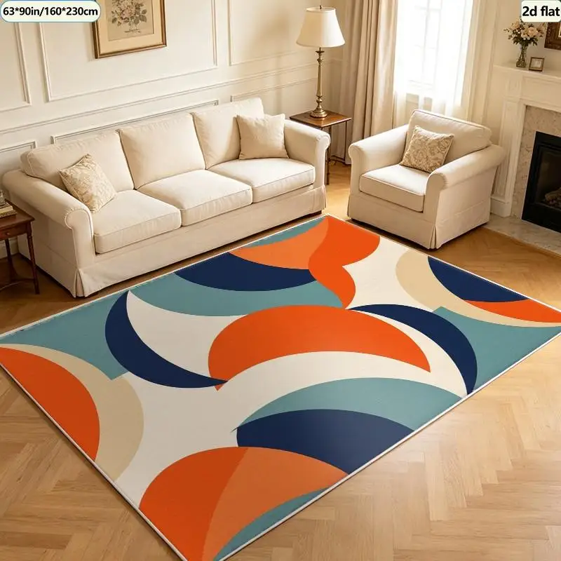 1 Piece of Vintage Geometric Arc-Patterned Carpet, Soft and Comfortable, Suitable for All Seasons, Lightweight and Easy to Care For, Home Decor, Living Room Decor, Bedroom Decor, Hallway Decor, Suitable for Autumn and Winter.