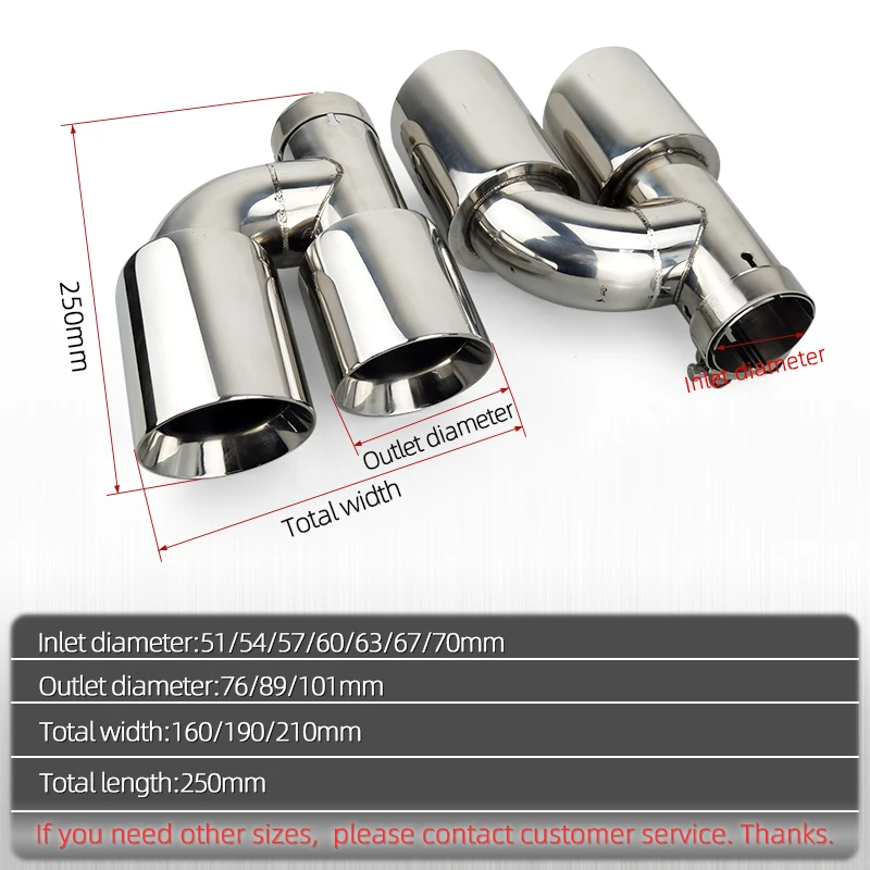 Universal Stainless Dual Exhaust Tips H Type Muffler Exhaust Pipes Decoration Exterior Modify Car Tailpipe