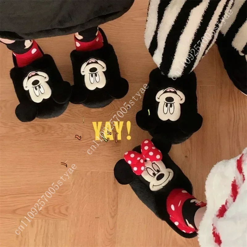 شباشب ميكي ميني ماوس أحذية ديزني كارتونية شتوية قطيفة مضادة للانزلاق وناعمة لتزيين الحفلات والعطلات هدية أحذية قطنية #5