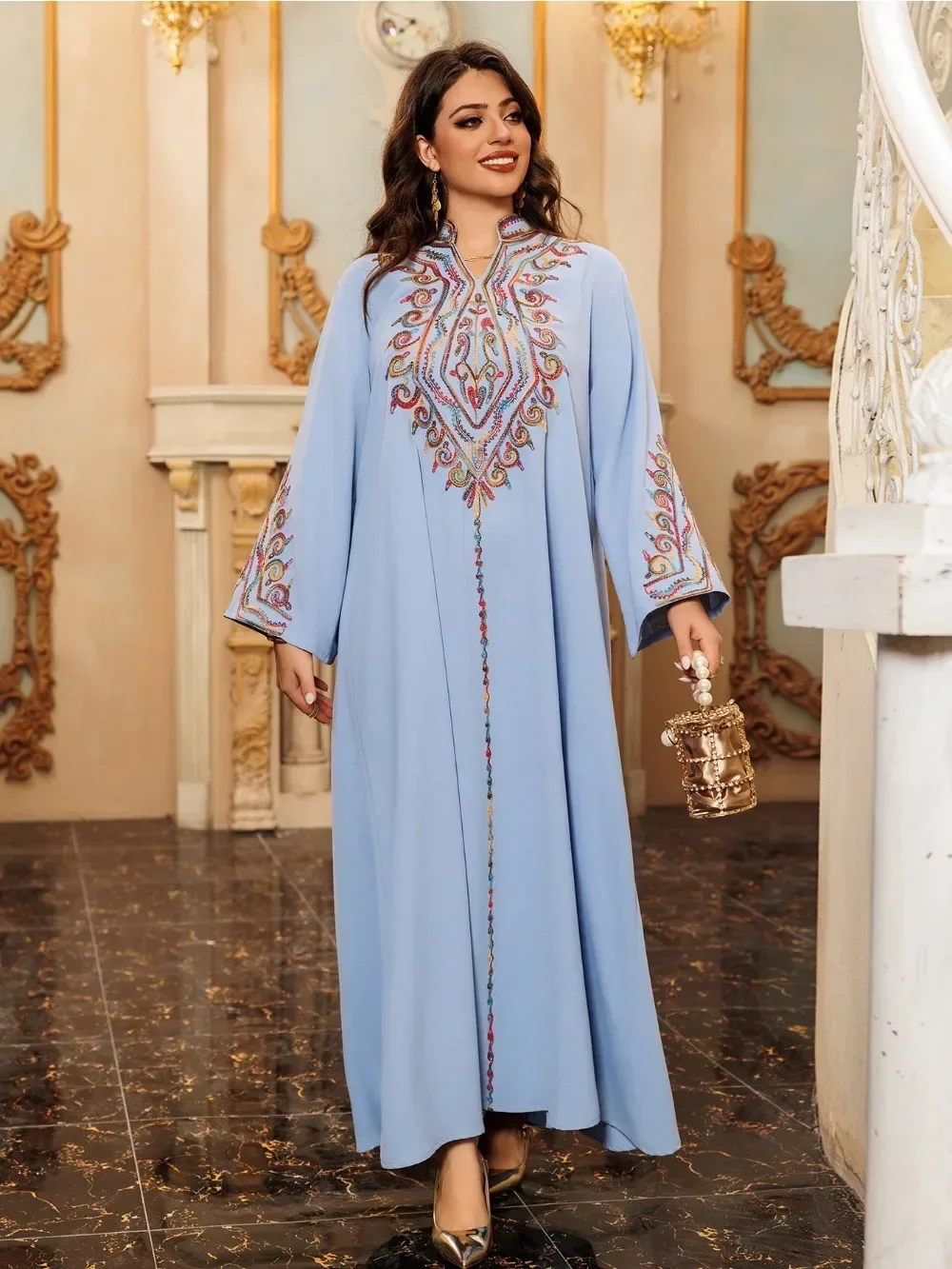 Ramadan Moslim Abaya voor Vrouwen Feestjurken Borduren Lange Gewaad Marokko Kaftan Jalabiya Dubai Eid Abaya Bescheiden Vestidos 2024