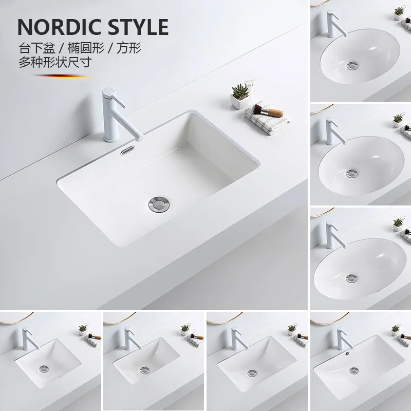 Ceramic under-counter basin Wash Household balcony  Embedded under-counter square  Bathroom