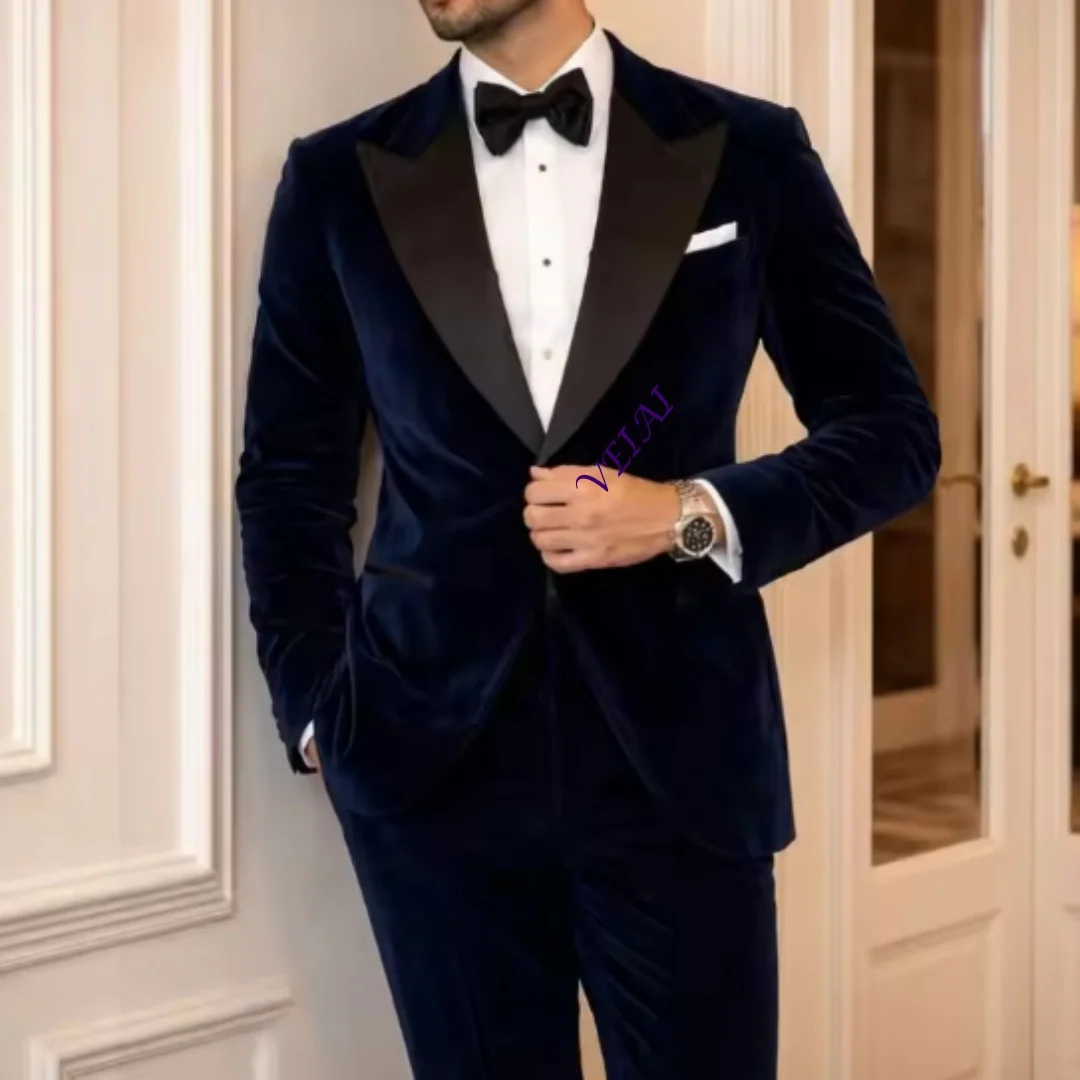 Velvet Suits for Men Slim Fit 2 Pieces Custom Wedding Tuxedo Mix Match New Year Eve Balls Christmas Parties Fashion R Customized