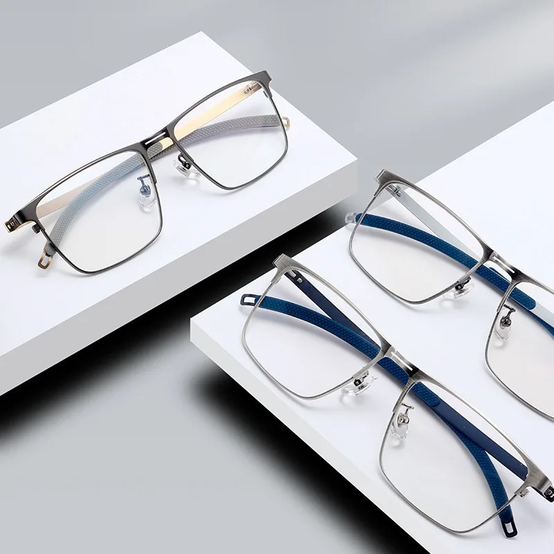 KJDCHD Square Prescription Glasses Men Anti Blue Light Optical Eyewear Photochromic Myopia Hyperopia Progressive Eyeglasse