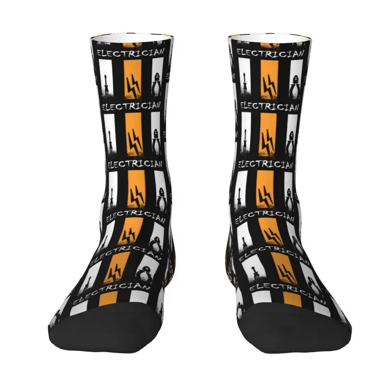 Calcetines de electricista estampados para hombre y mujer, medias elásticas de lino, regalo de ingeniero eléctrico, novedad, verano, Otoño e Invierno