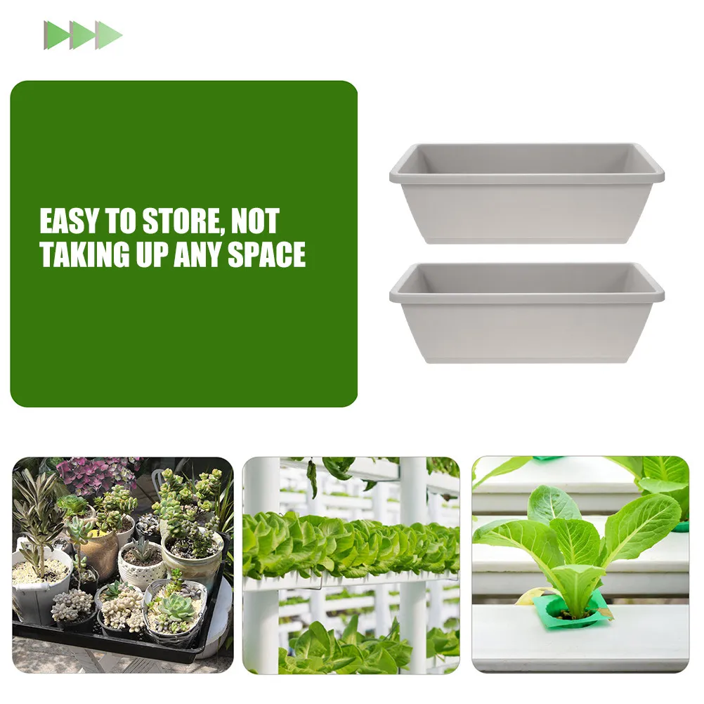 2Sets Rectangular Vegetable Planting Pot Sturdy Resin Planter Trays Indoor Outdoor Garden Supply Windowsill Planter Box