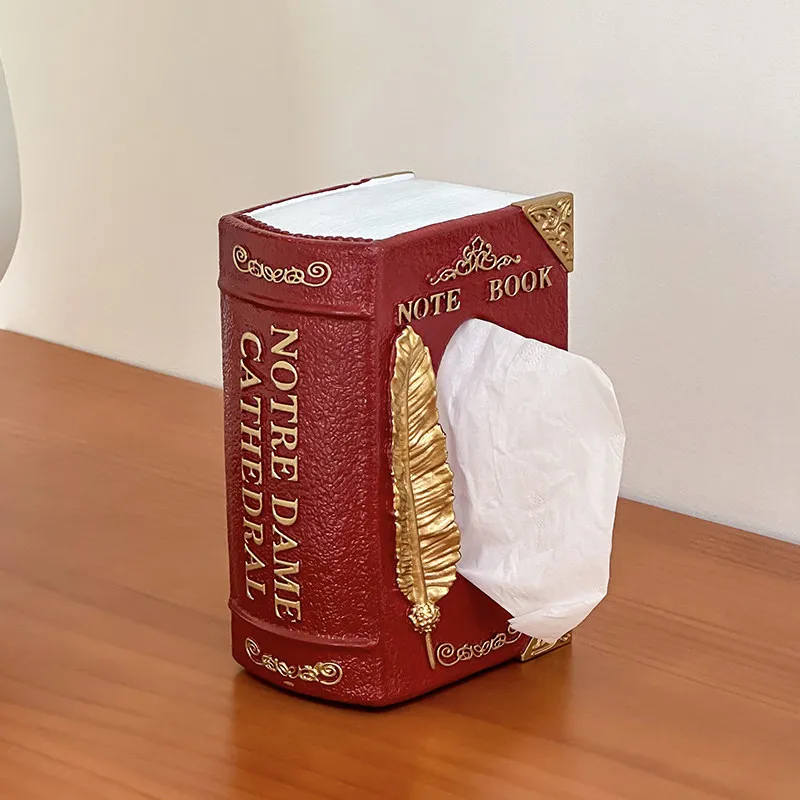 Creative retro book tissue box, home living room coffee table decoration, desktop paper box, high-end paper storage box
