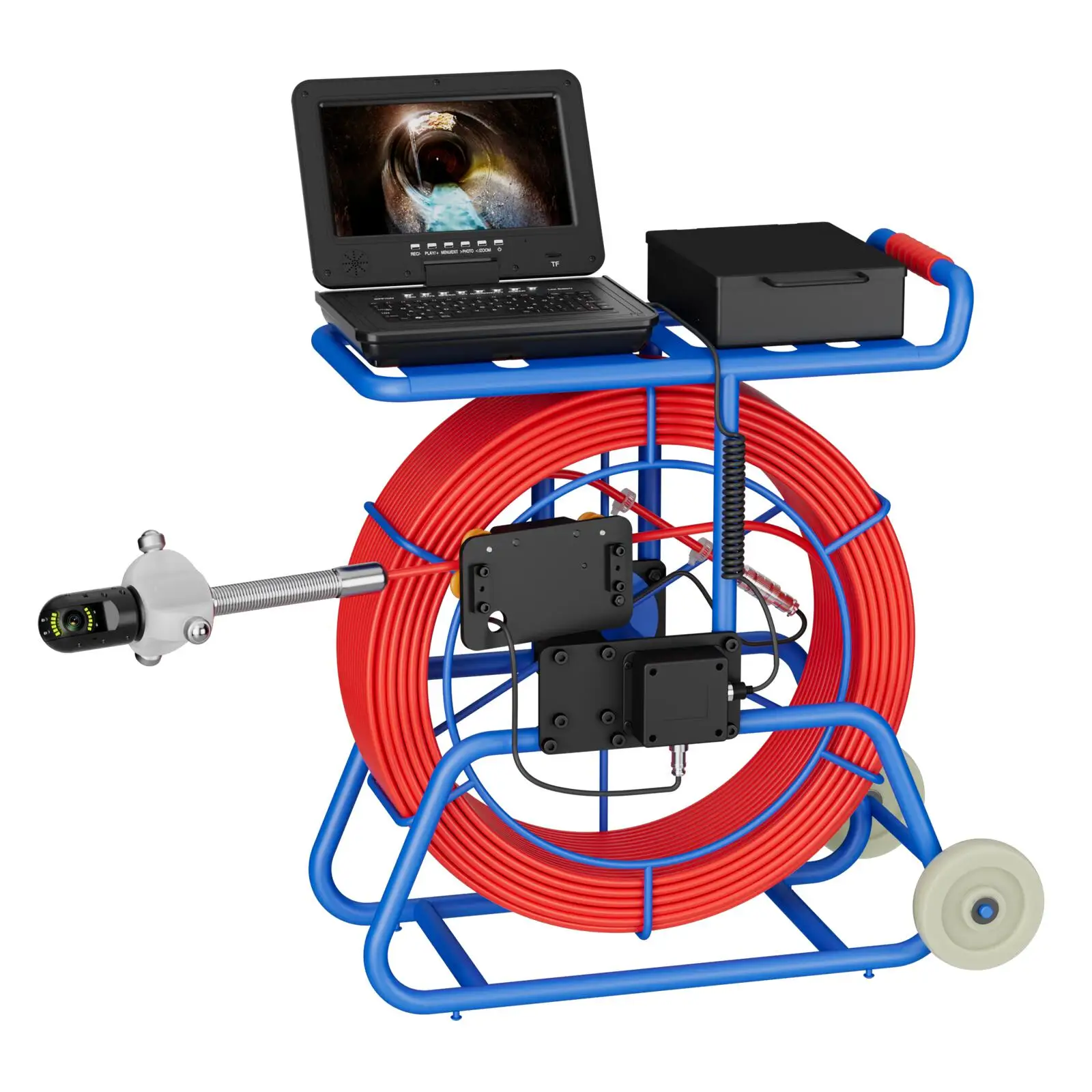 50mm Sewer Camera, 10″ IPS AHD 1080P Pipe Inspection Camera 360 degrees with 9mm 50-100M Cable & 512Hz Locator, waterproof IP68