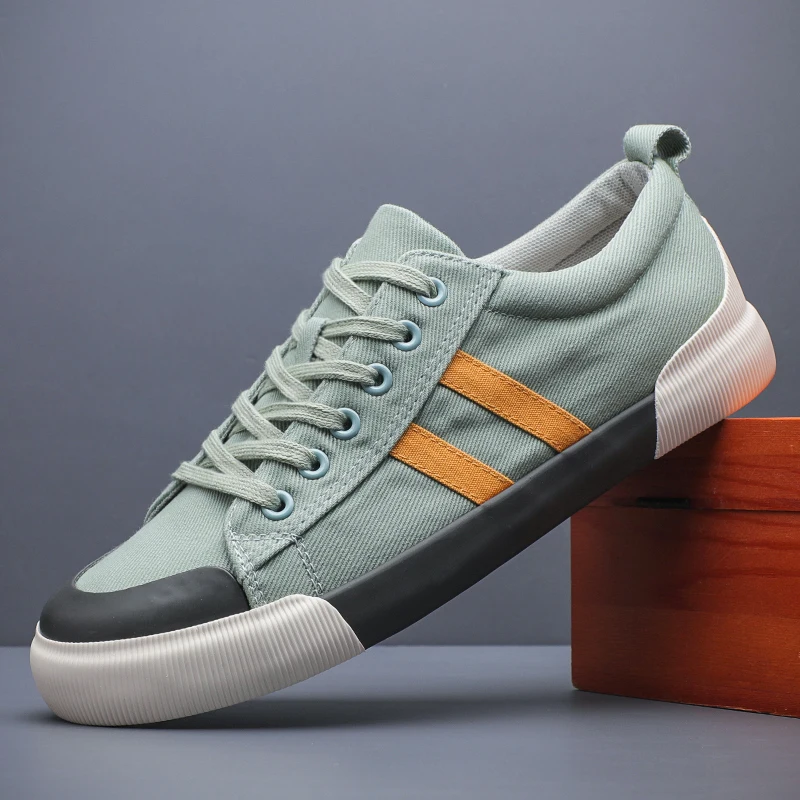 Zapatos de lona transpirables para hombre, zapatillas planas con cordones, versátiles, primavera, verano, 2024, 24178