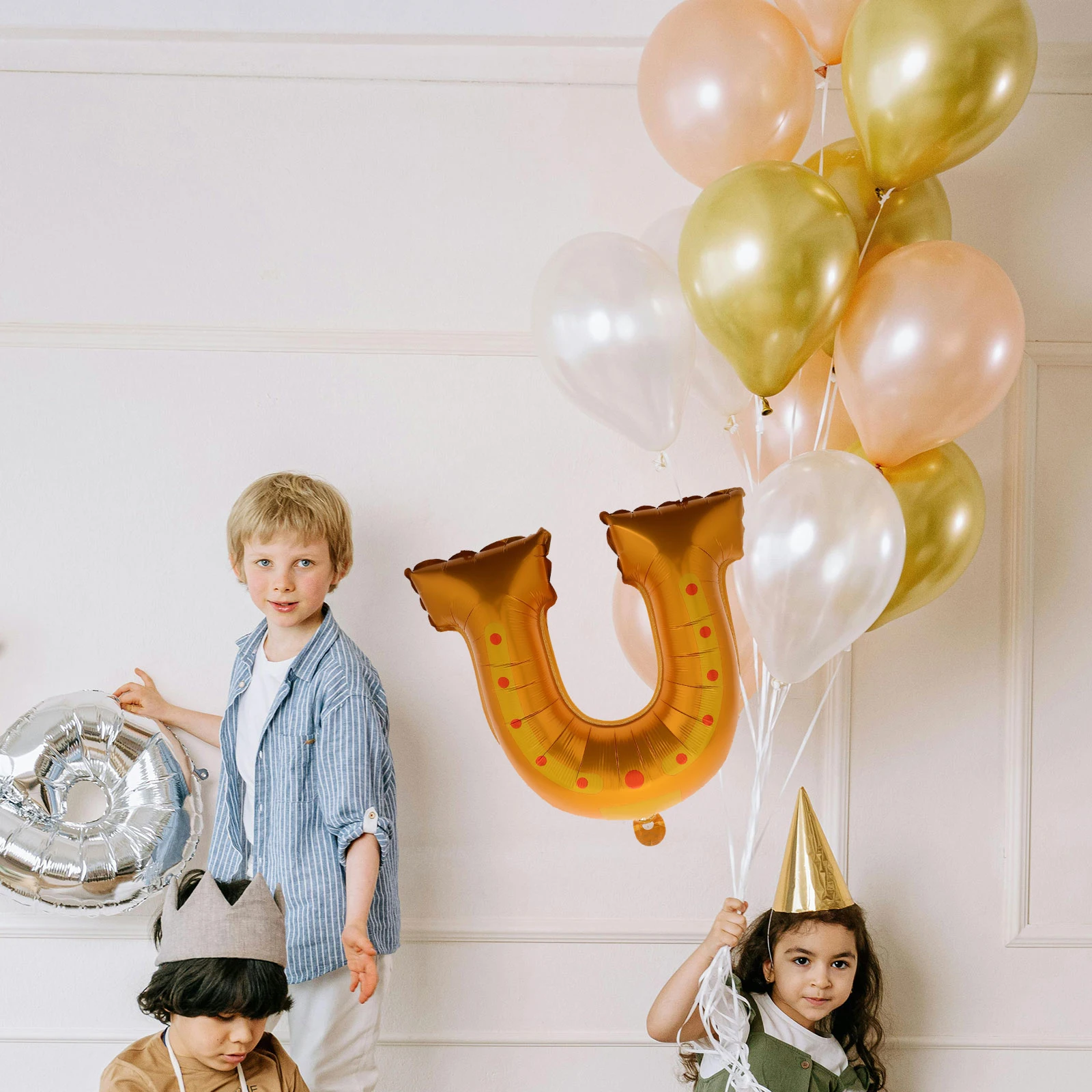 

10 Pcs Gold Foil Horseshoe Balloons U Shaped Aluminum Party Decorations for Birthday Wedding Engagement Bachelorette