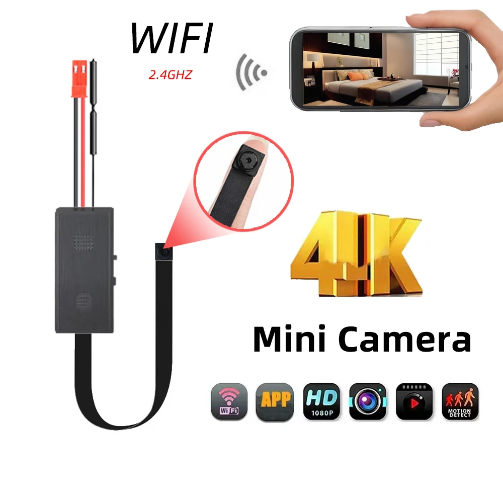 

4K mini camera 1080P HD wireless WiFi indoor small-scale recorder, P2P with motion detection, suitable for nanny mini DIY camera