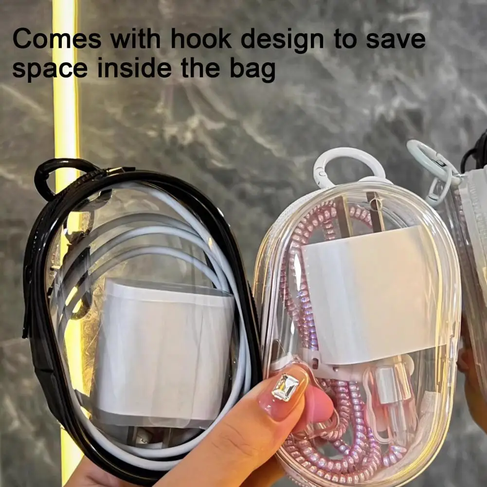 1/2Pcs Data Cable Charger Case Earphones Organizer Easy Access Data Cable Organizer Box Transparent Portable Storage Box
