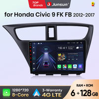 Junsun Android Wireless CarPlay Auto Car Radio For Honda Civic 9 FK FB 2012-2017 Intelligent Systems DSP SWC RDS GPS FM BT