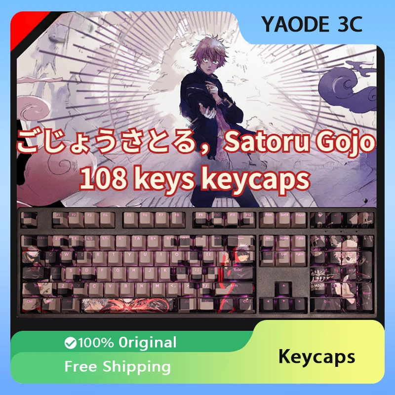 

Jujutsu Kaisen Satoru Gojo Keycaps Anime Game RGB translucency PBT Cherry Profile 108 Keys Mechanical Keyboard Caps Gamer Gift
