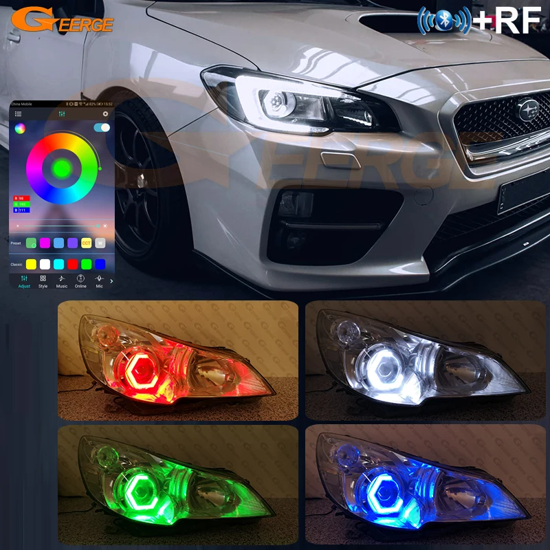 

For Subaru Legacy Outback Liberty B4 BT App RF Remote Control Ultra Bright Multi Color Hexagon RGB LED Angel Eyes Hex Halo Rings