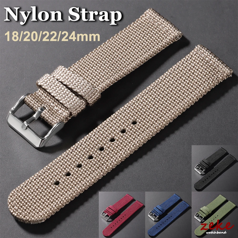 Woven Nylon Watch Strap Two-Sided Nylon 18mm 19mm 20mm 22mm 24mm Watchband Quick Release Sport Breathable Wristband Belt for Men