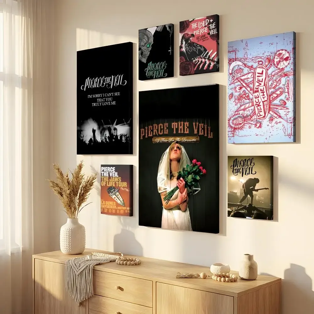 P-Pierce The Veil Band Collide With The Sky Framed Wall Painting Canvas Wall Art Inner Frame Waterproof Home Decor Living Room