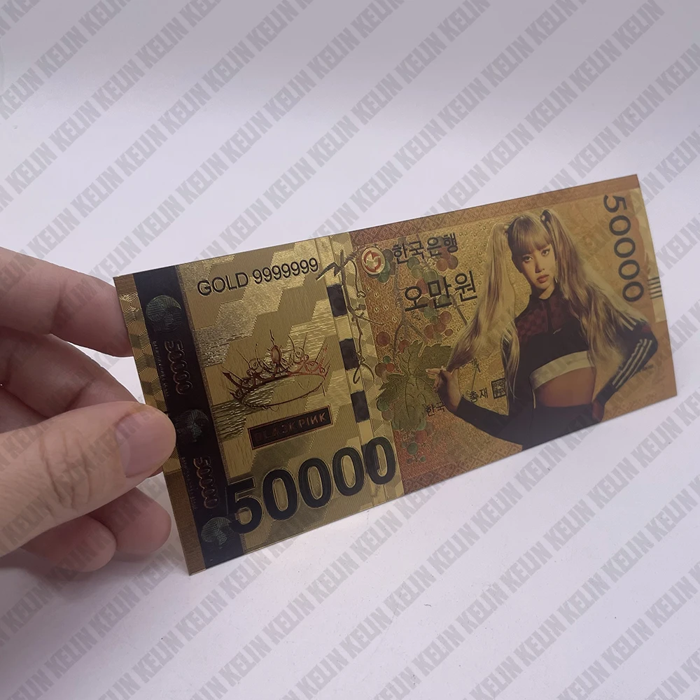 4 Beautiful Kpop Girls Group Music Bands South Korea Gold Banknote Cards Lisa Jisoo ROSE Jennie  for Fans Gifts