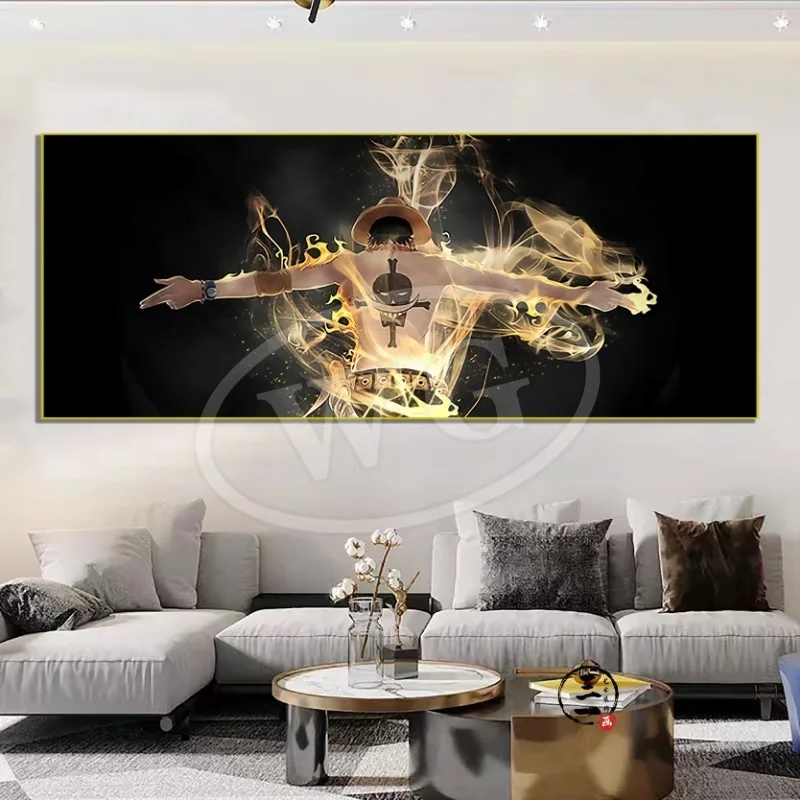 One Piece decorative painting Luffy Zoro Ace anime sofa background wall hanging painting One Piece study bedroom mural