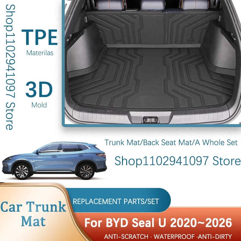 

Коврик для багажника автомобиля для BYD Song Plus DM-i EV Seal U Sealion 6 SA3 2020 ~ 2026, водонепроницаемый коврик для груза, коврик для хранения, аксессуары для автомобиля