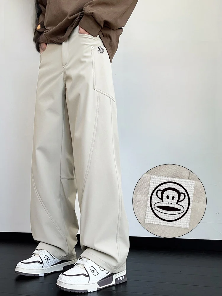 

Мужские повседневные брюки Paul Frank свободного прямого кроя в рабочем стиле, весна-осень, американский модный бренд, крутые свободные длинные брюки