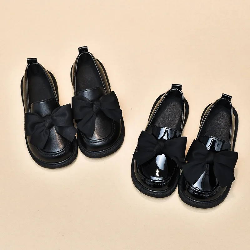 

Korean version of girls' new Le Fu shoes bow tie, school style children's single shoes, black small leather shoes