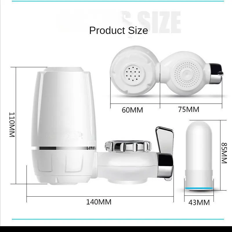 Faucet Water Purifier with Washable Ceramic Filter Cartridge Tap Water Filter For Household Kitchen Faucet Percolator