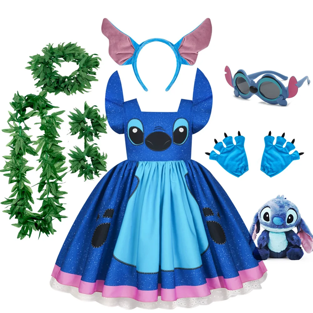 

Stitch Dress for Girls Fancy Birthday Party Frock Girl Purim Experiment 626 Monstes Purim Costume
