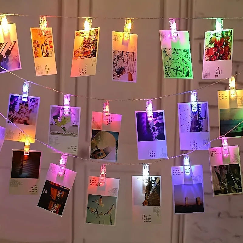 Photo Clip String Lights Battery Powered Warm White LED Fairy Lights for Bedroom Dorm Room Wall Decor Wedding Party Christmas