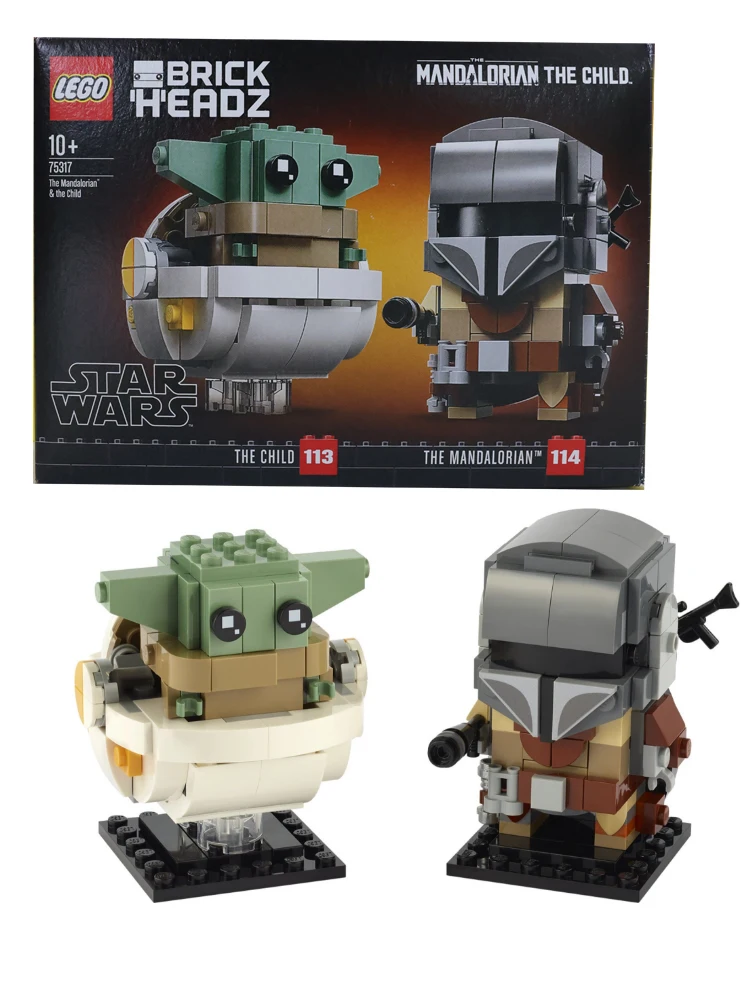 LEGO 75317 BrickHeadz Star Wars The Mandalorian & The Child 'Baby Yoda' Building Toy, Collectible Model Figures Set