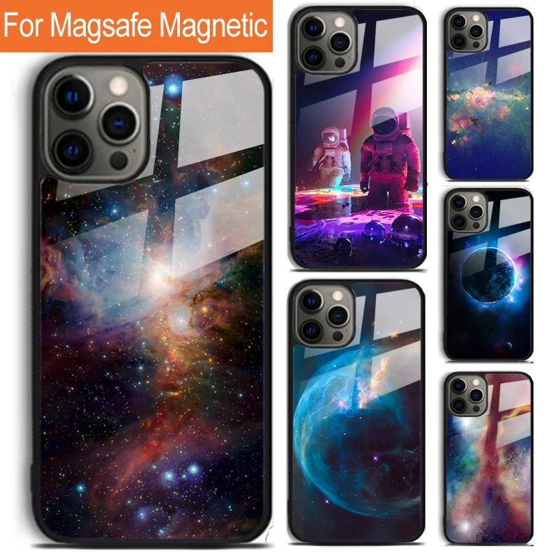 space galaxy Phone Case For iPhone 17 Air 16 15 14 12 Pro Max Plus Magsafe Magnetic Wireless Charging Cover