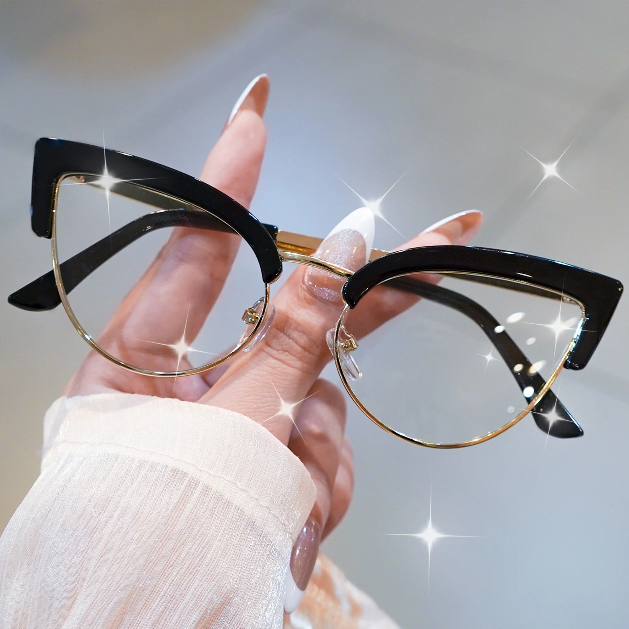 2 Stück minimalistische Katzenaugenbrillen für Damen und Herren, Computerbrillen, geeignet für alle Arten von Gesichtern – Detail 11