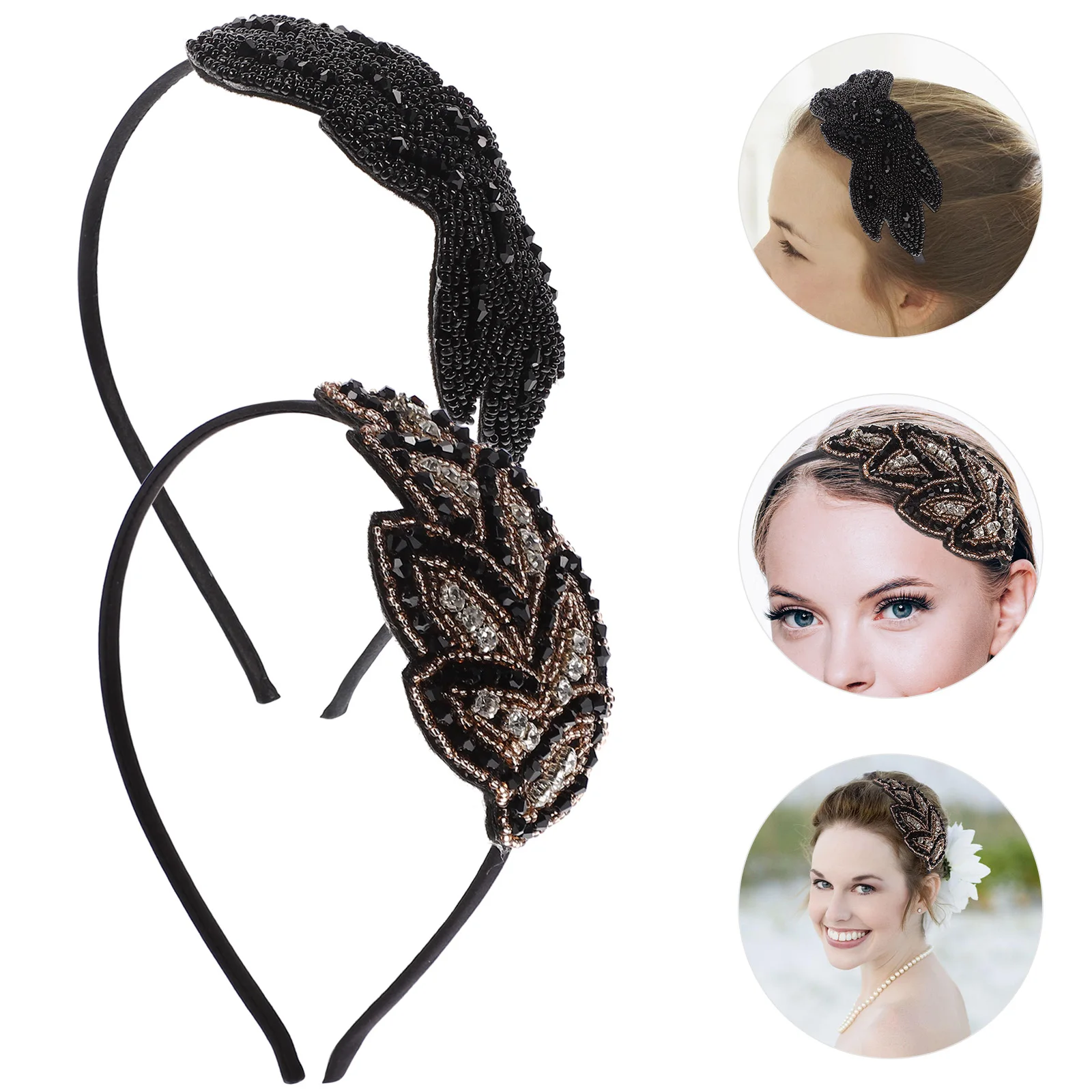 

2pcs Rhinestone Headb Vintage Hair Hoop Women Headdress Fashion Headb s Brightness Color Chic Evening Accessories