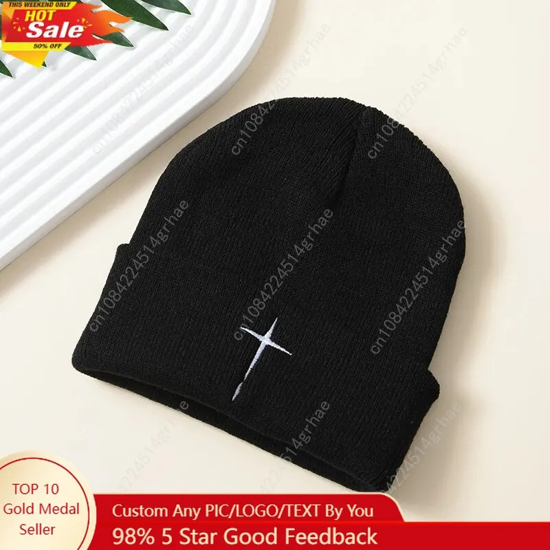 

Winter New Beanie Hat For Men and Women Fashion Embroidered Knitted Hat Street Style Hip Hop Hats Outdoor Warm Skiing Hat