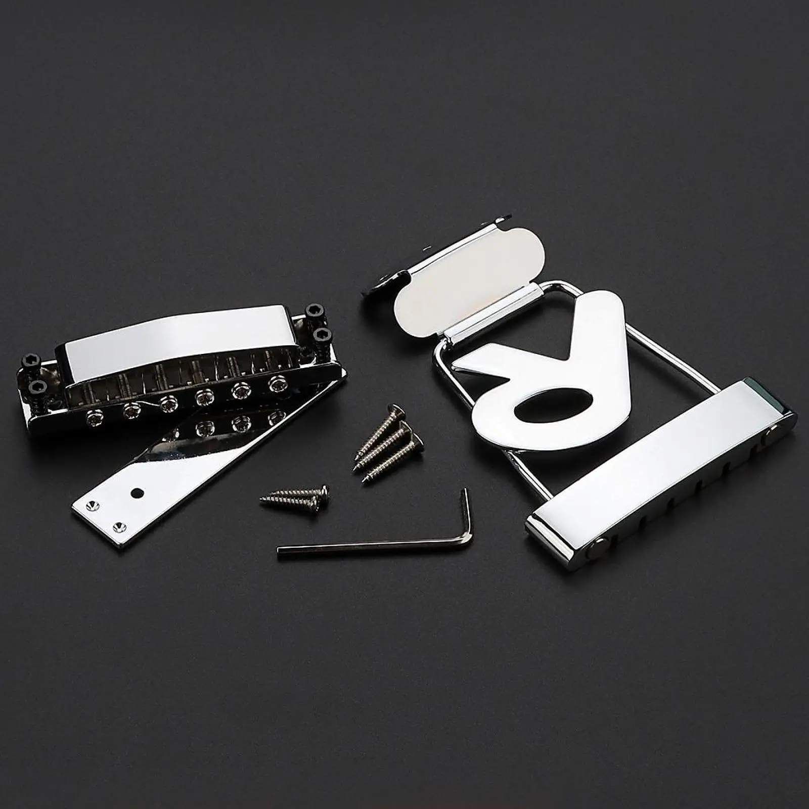 6 Strings Tremolo Tailpiece Bridge Metal Kit with Guitar Accessories for Bass Semi Hollow Electric Guitar Repair Tool
