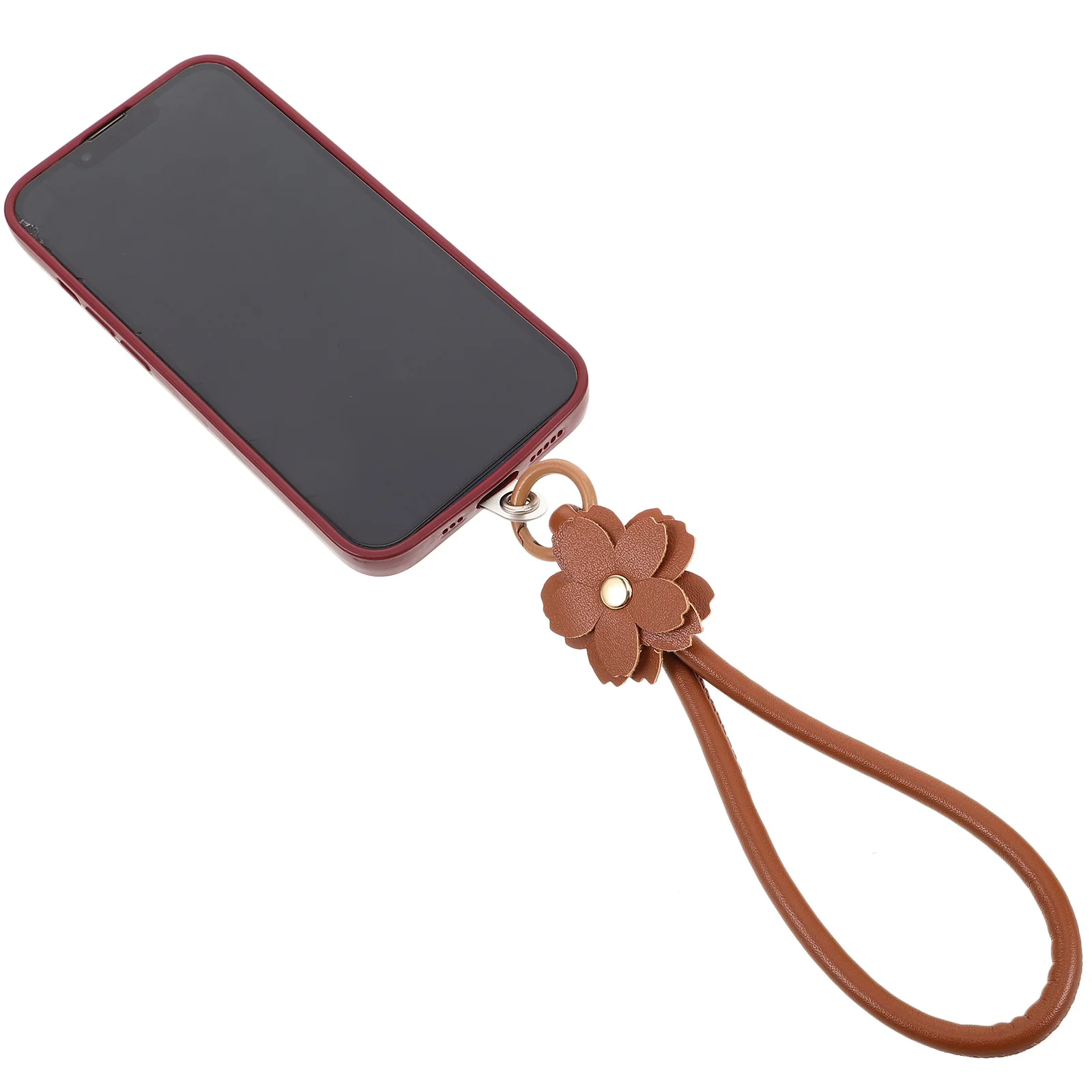 2Pcs Fashion PU Flower Keychain Candy Color Wristlet Lanyard Rope Fake Keyring Charm for Bags Phone Purse Chain