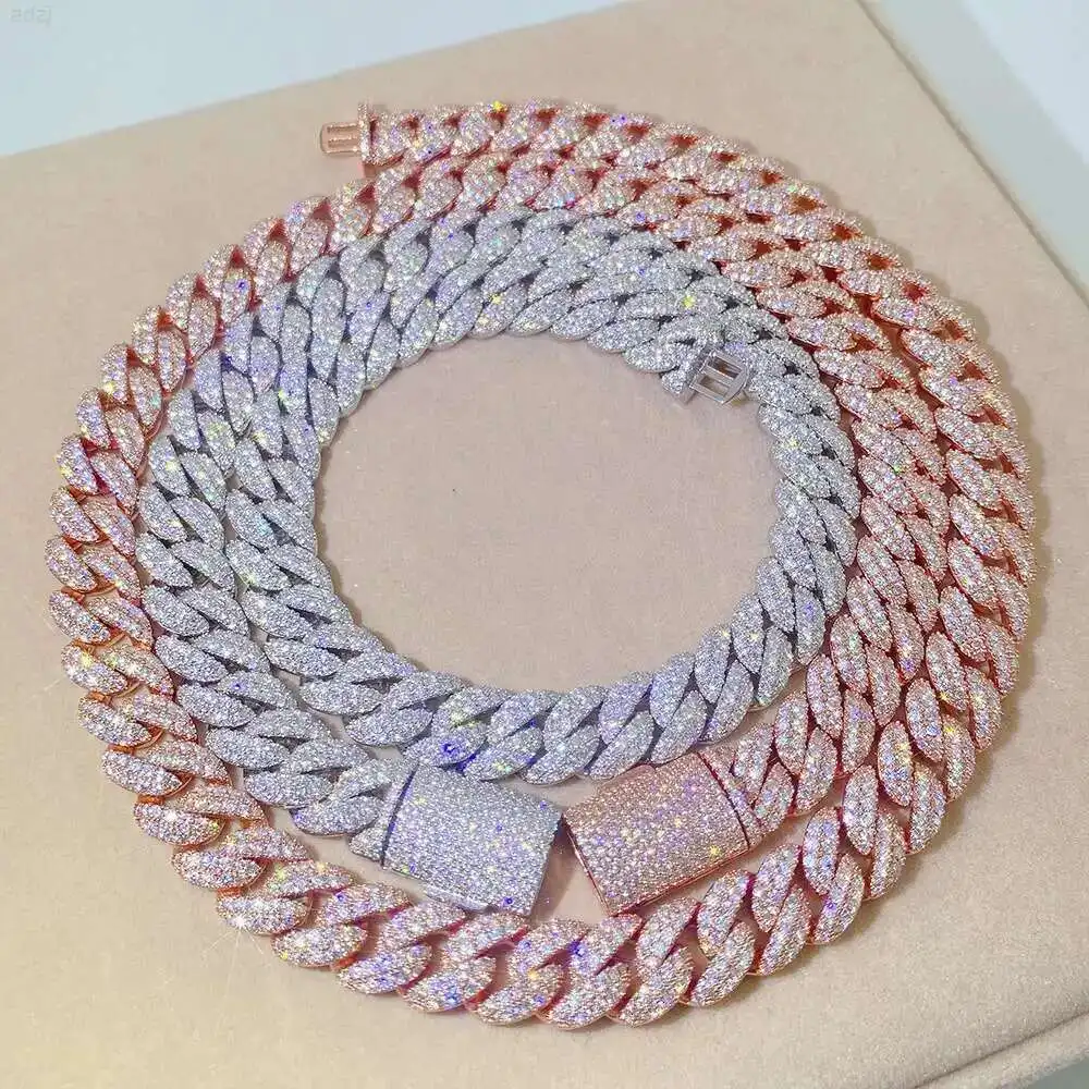 

Drop Shipping Fashion Iced Out Hip Hop Jewelry Gra Vvs Moissanite Gold Filled 925 Silver Cuban Link Chain