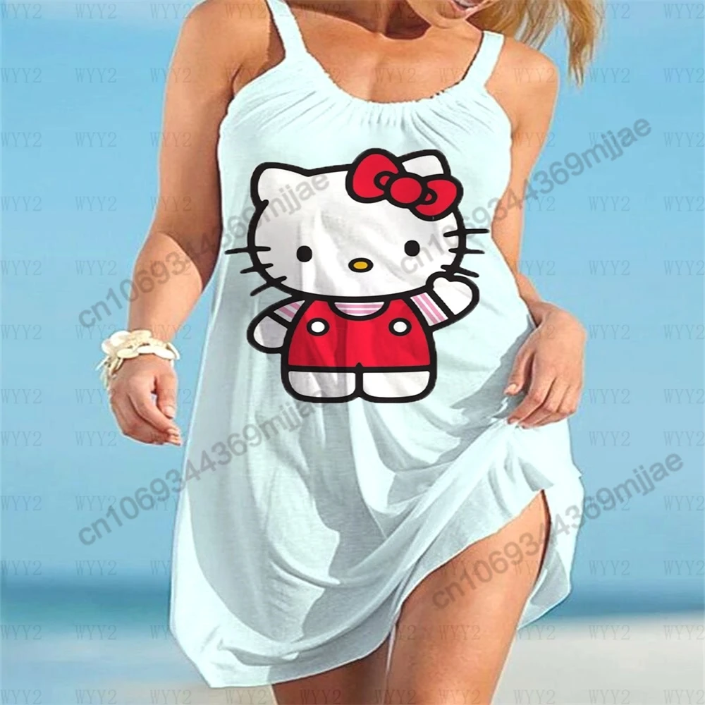 HelloKitty Women's T-shirt Round Neck Woman Clothing Beach Dresses Summer Top for Women Clothes Y2k Tops Zevity 2023 T-shirts