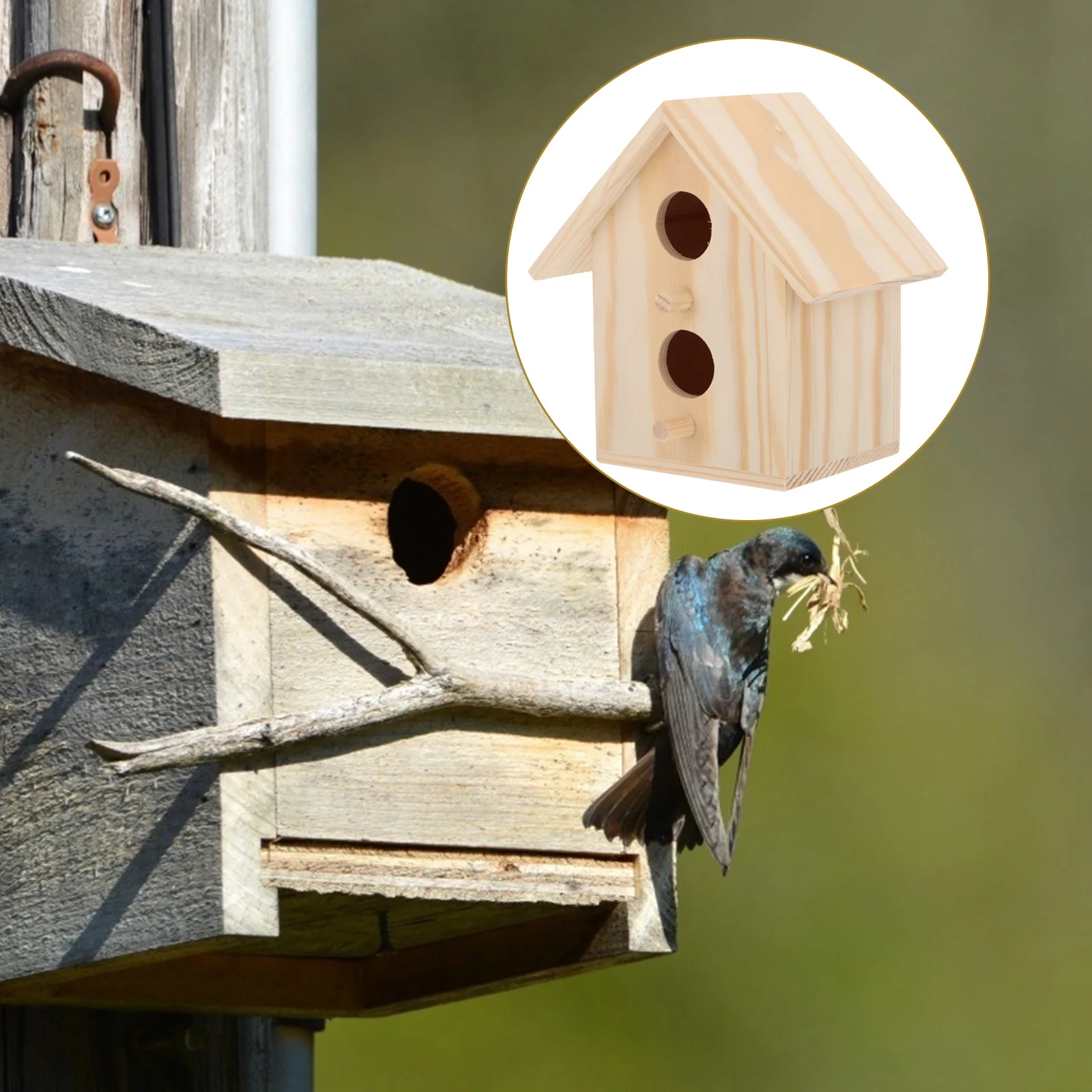 

2 Pcs Wooden Nest Birdcage Cages Parrots Birdhouse Birds Hummingbird Incubation Case Supplies Feeder Nests