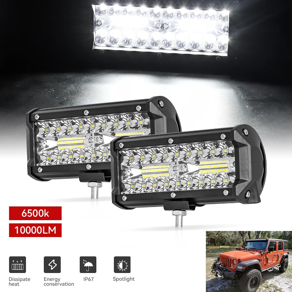 LED Work Light Bar Off Road Flood Lights Driving Headlights 4/7Inch Lamps Combo Beam for 12V 24V ATV SUV Car Sportlight