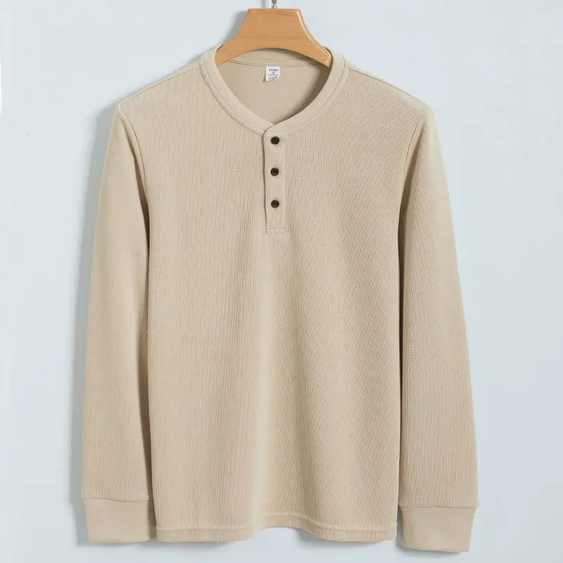 Henry Shirt Men's Long-sleeve Casual Round Neck T-shirt Male Base Layer Tops Knit Tshirt XXXXL