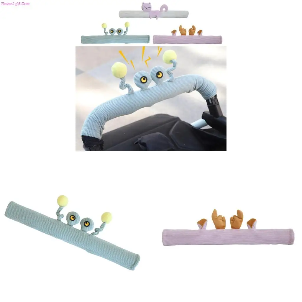 

D0JC 3D Fun Cartoon Sound Strollers Handle Cover Soft Corduroy Fabric For Baby
