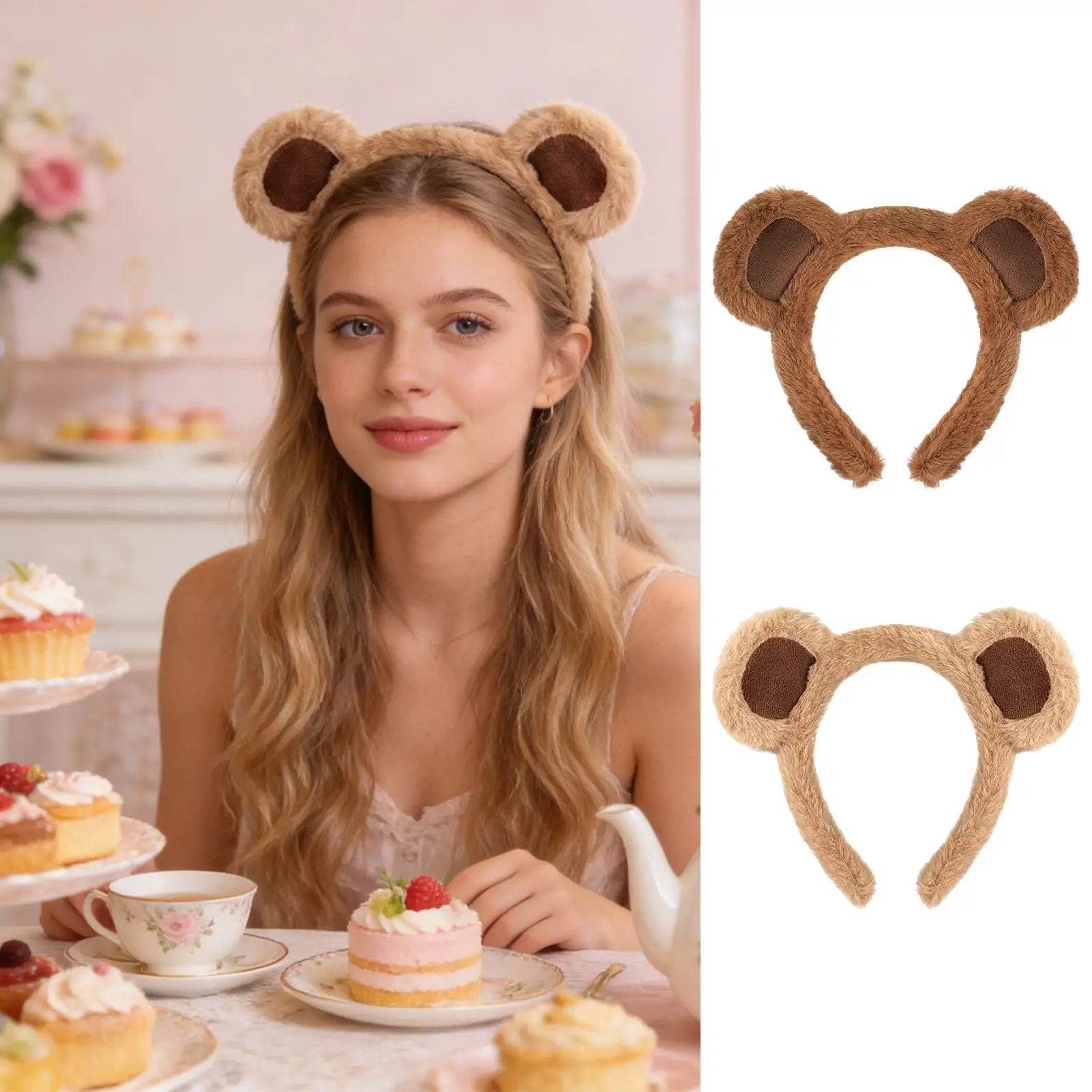 Headband Cute Bear Ears Plush Hairband Women Girls Wash Face Lovely Animal Headbands Cosplay Hoops Band Hair Accessories