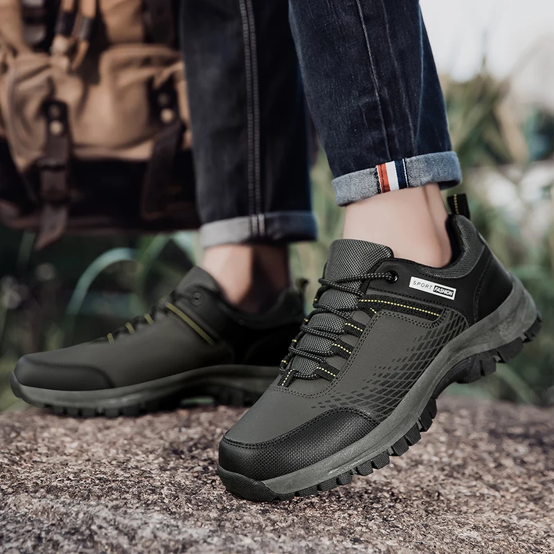 Men Autumn Outdoor Mountaineering Thick Bottom High Quality Casual Sneaker Large Men\'s Anti Slip Leisure Versatile Hiking Shoes