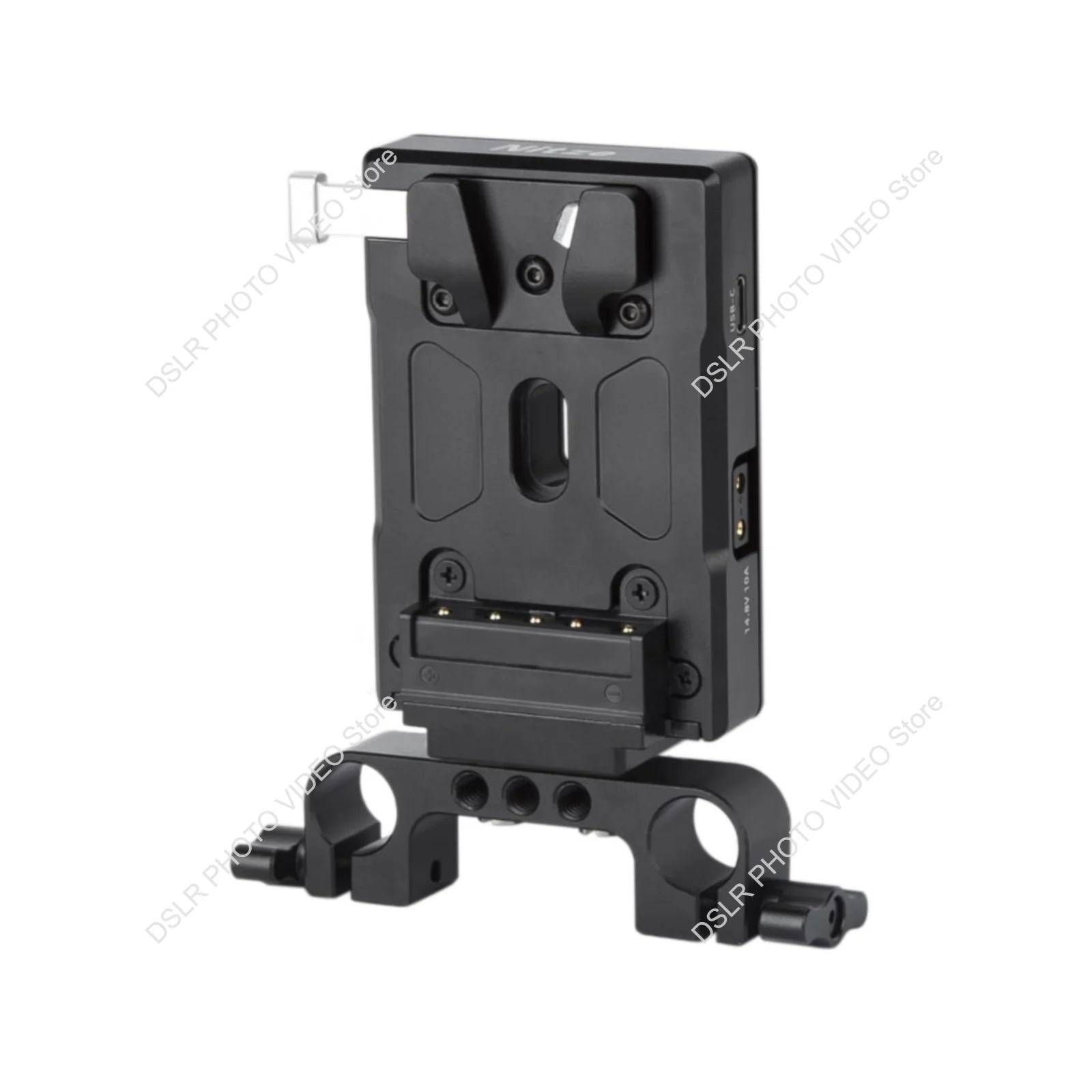 Nitze V Mount Battery Adapter Plate with 15mmRod clamp, with USB-C Input/Output (PD 3.0), DC (8V/3A), D-tap (14.8V/10A)