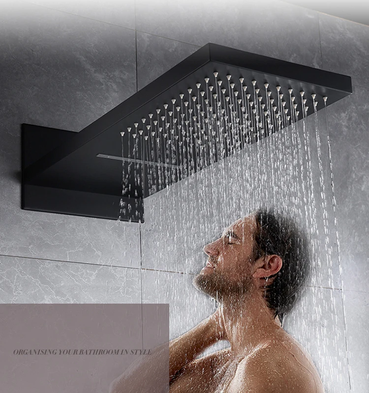 Modern Black Wall Mounted Shower Head and Mixer Faucet with Handheld Hose Eco-Friendly Kitchen & Toilet Accessory