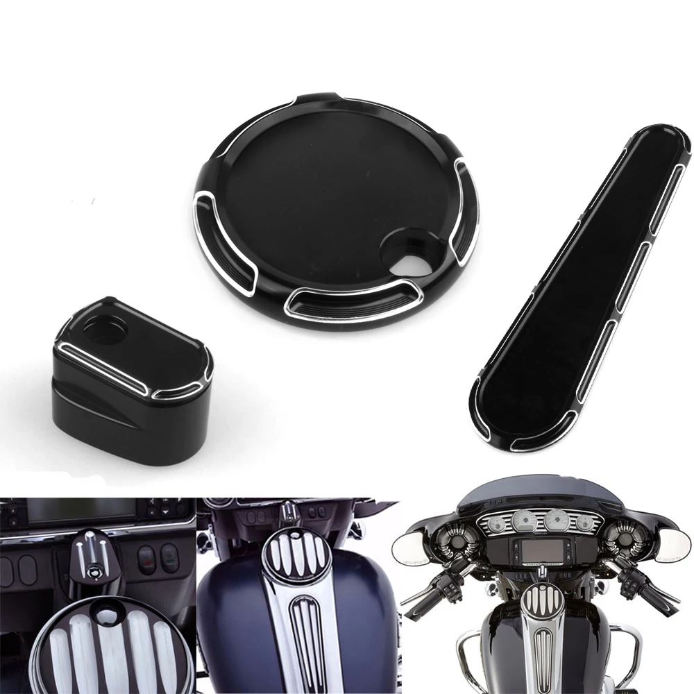 

Motorcycle Fuel Tank Door Dash Track Insert Ignition Cover Cap For Harley Touring Electra Street Glide FLHT FLTR FLHX Accessory