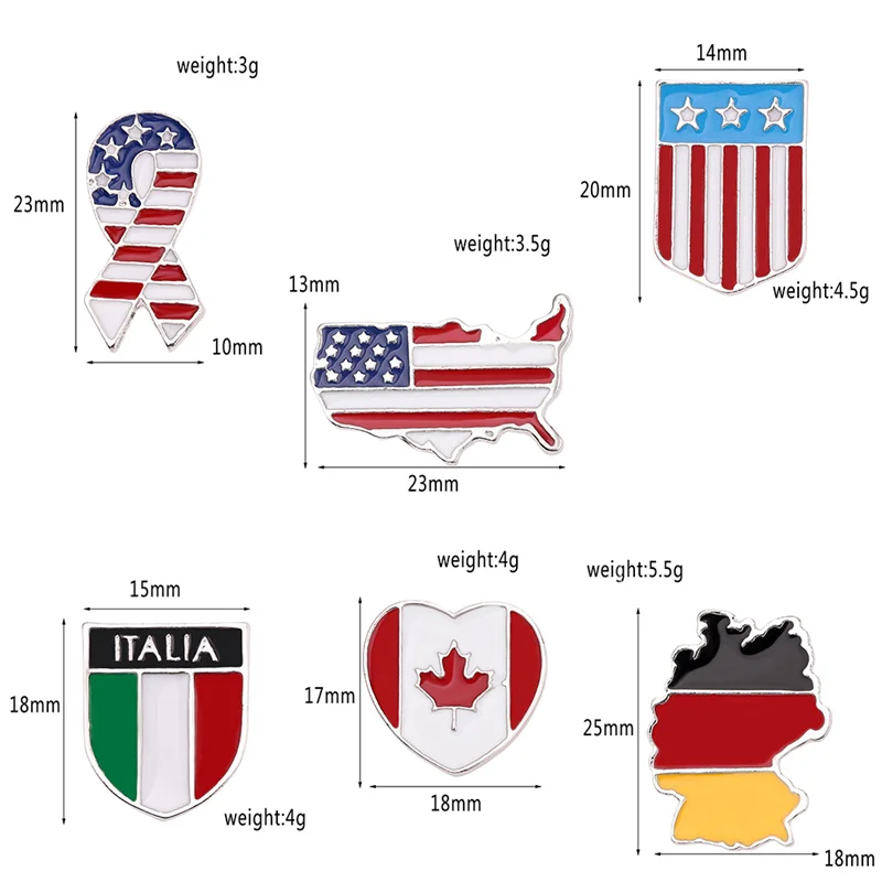 National Flag Pin Canada Italia United States Germany Flags Button Lapel Pins Badges Stripes Brooches Jewelry Gifts view 4