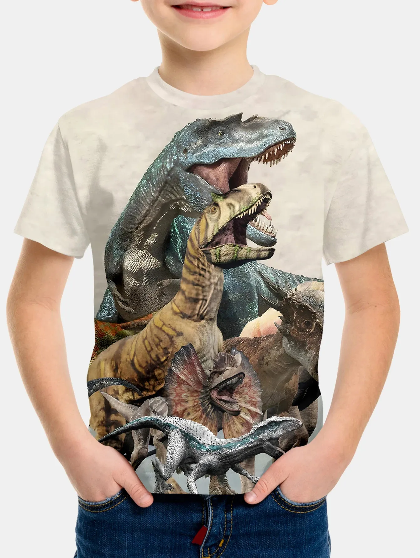 Enfants garçons T-Shirt Cool dinosaure T-Shirt garçons vêtements été à manches courtes t-shirts occasionnels enfants vêtements dessin animé filles hauts