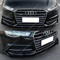Gloss Black Front Bumper Lip Spoiler Splitter Diffuser For AUDI A6 S6 4G TFSI FSI TDI S-Line 2015-2018 Facelift Bodykits Tuning