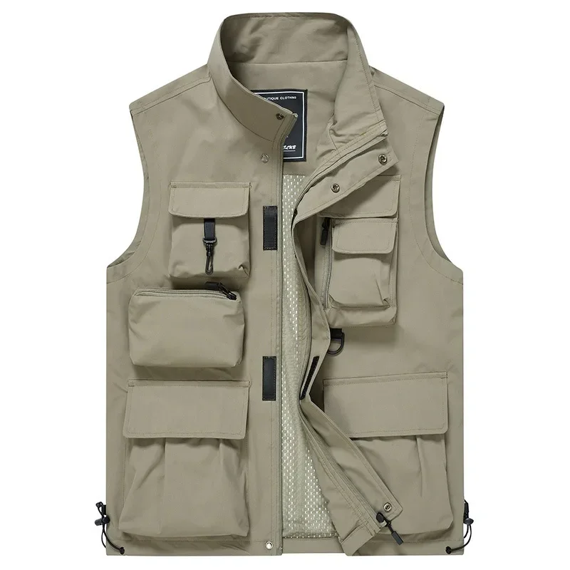 Maidangdi men's casual vest outdoor multi pocket photography fishing vest advertisement  oversized vest male processed print